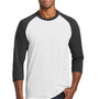 Port & Company Mens Core Moisture Wicking 3/4 Sleeve Crewneck T-Shirt - White/Jet Black