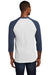 Port & Company PC55RS Mens Core Moisture Wicking 3/4 Sleeve Crewneck T-Shirt White/Navy Blue Back