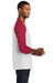 Port & Company PC55RS Mens Core Moisture Wicking 3/4 Sleeve Crewneck T-Shirt White/Red Side