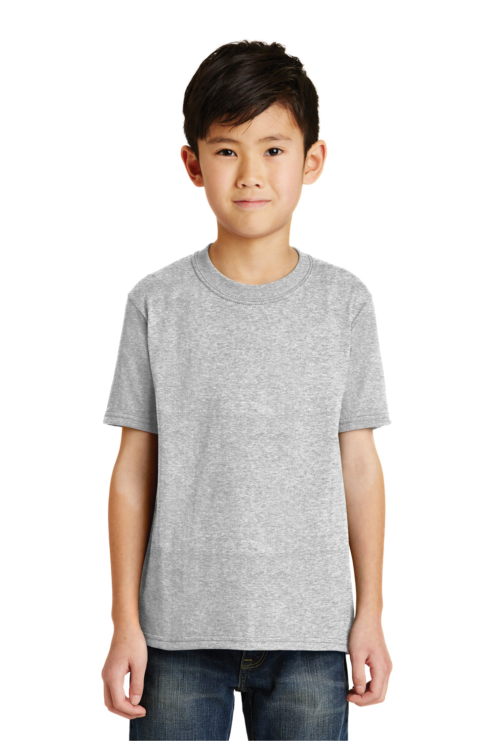 Port & Company PC55Y Youth Core Short Sleeve Crewneck T-Shirt Ash Grey Front