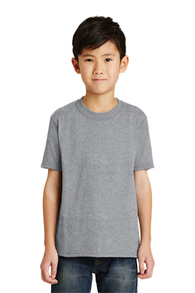 Port & Company PC55Y Youth Core Short Sleeve Crewneck T-Shirt Heather Grey Front