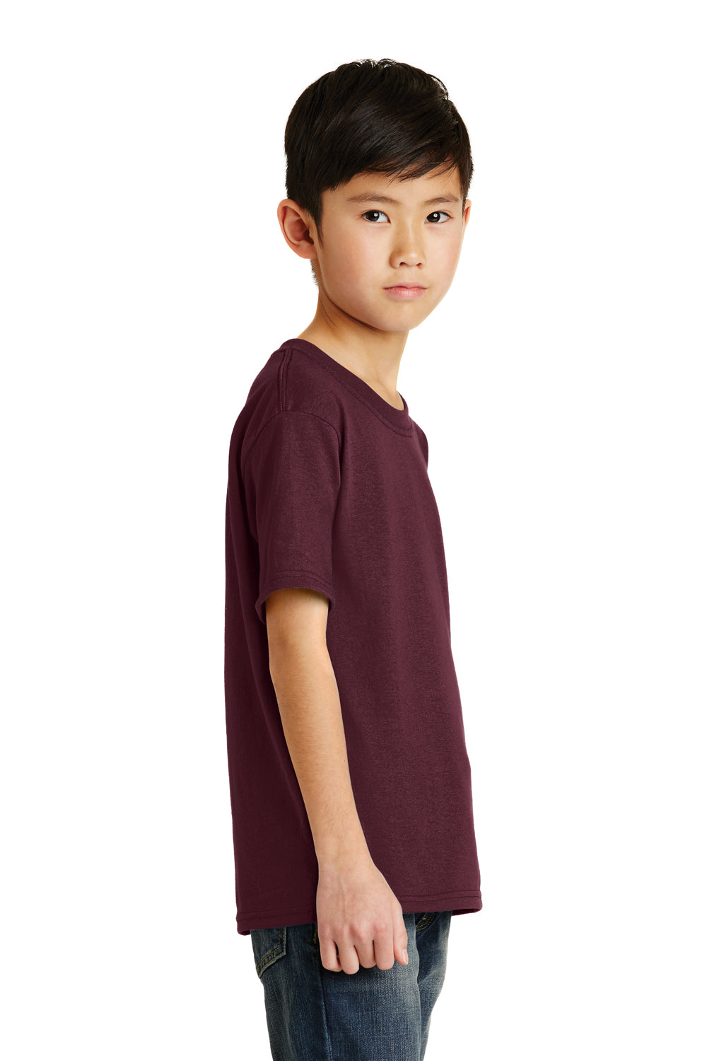 Port & Company PC55Y Youth Core Short Sleeve Crewneck T-Shirt Maroon Side