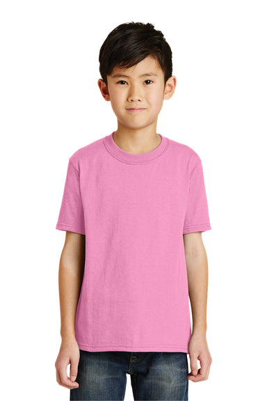 Port & Company PC55Y Youth Core Short Sleeve Crewneck T-Shirt Candy Pink Front