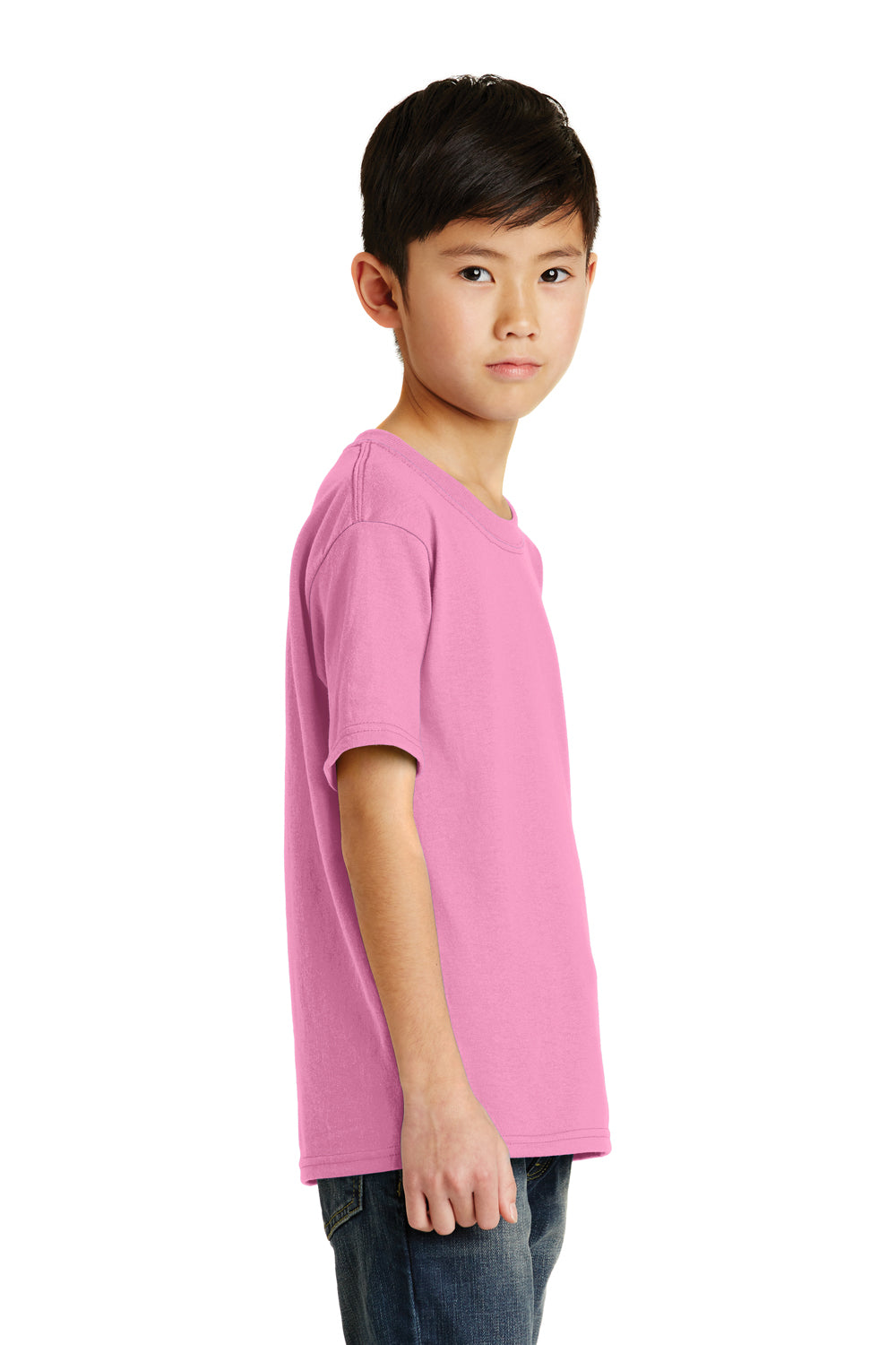 Port & Company PC55Y Youth Core Short Sleeve Crewneck T-Shirt Candy Pink Side