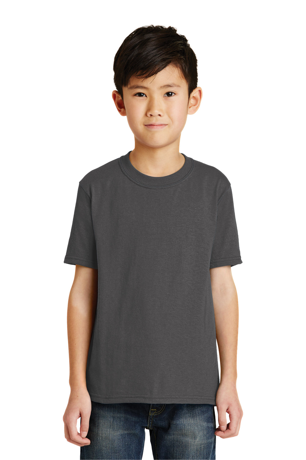 Port & Company PC55Y Youth Core Short Sleeve Crewneck T-Shirt Charcoal Grey Front
