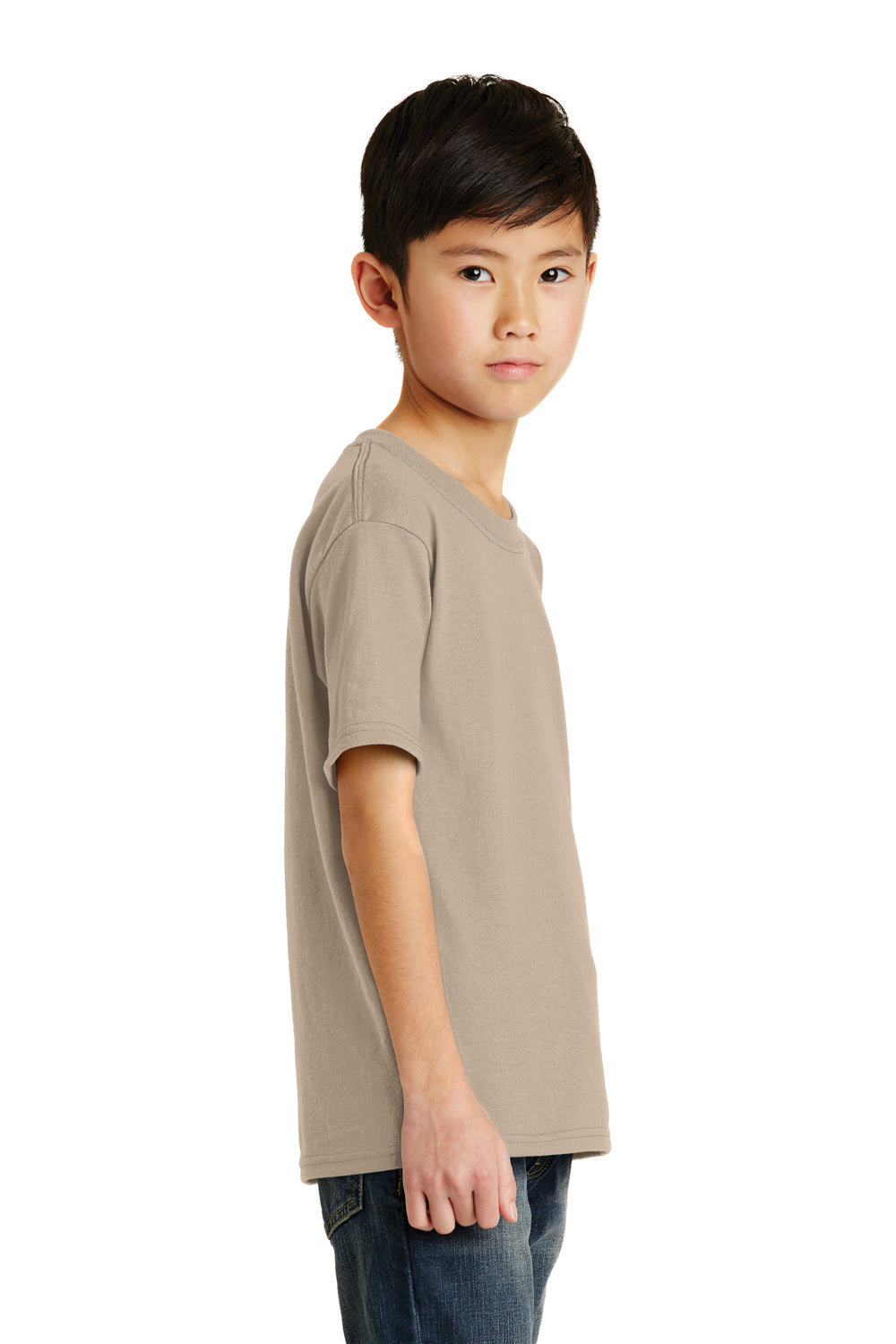 Port & Company PC55Y Youth Core Short Sleeve Crewneck T-Shirt Sand Brown Side
