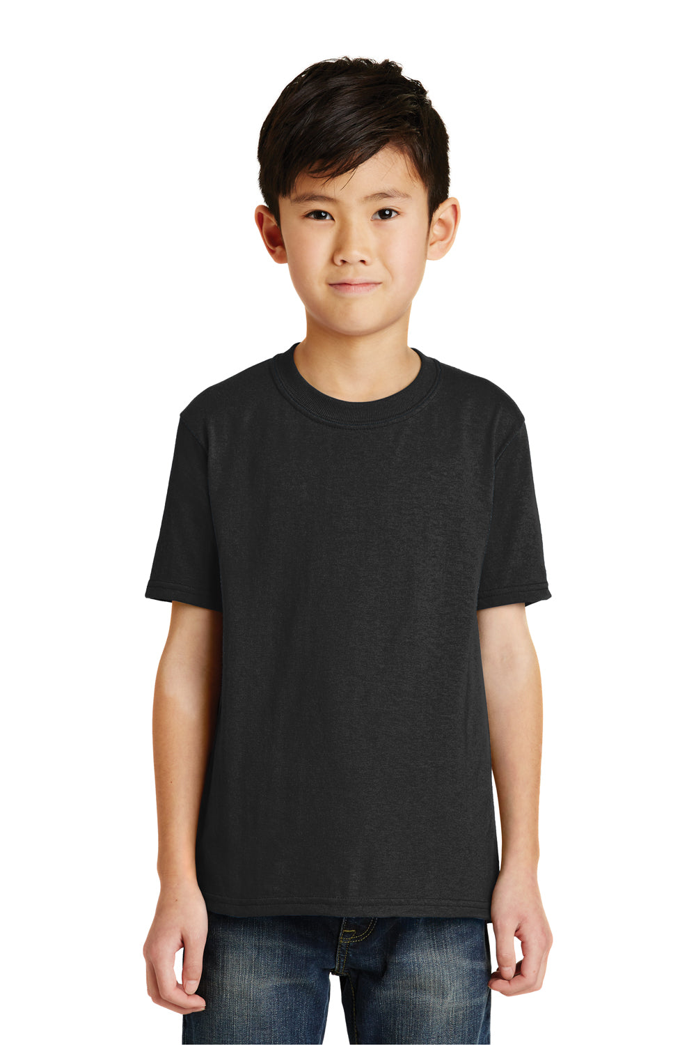 Port & Company PC55Y Youth Core Short Sleeve Crewneck T-Shirt Black Front
