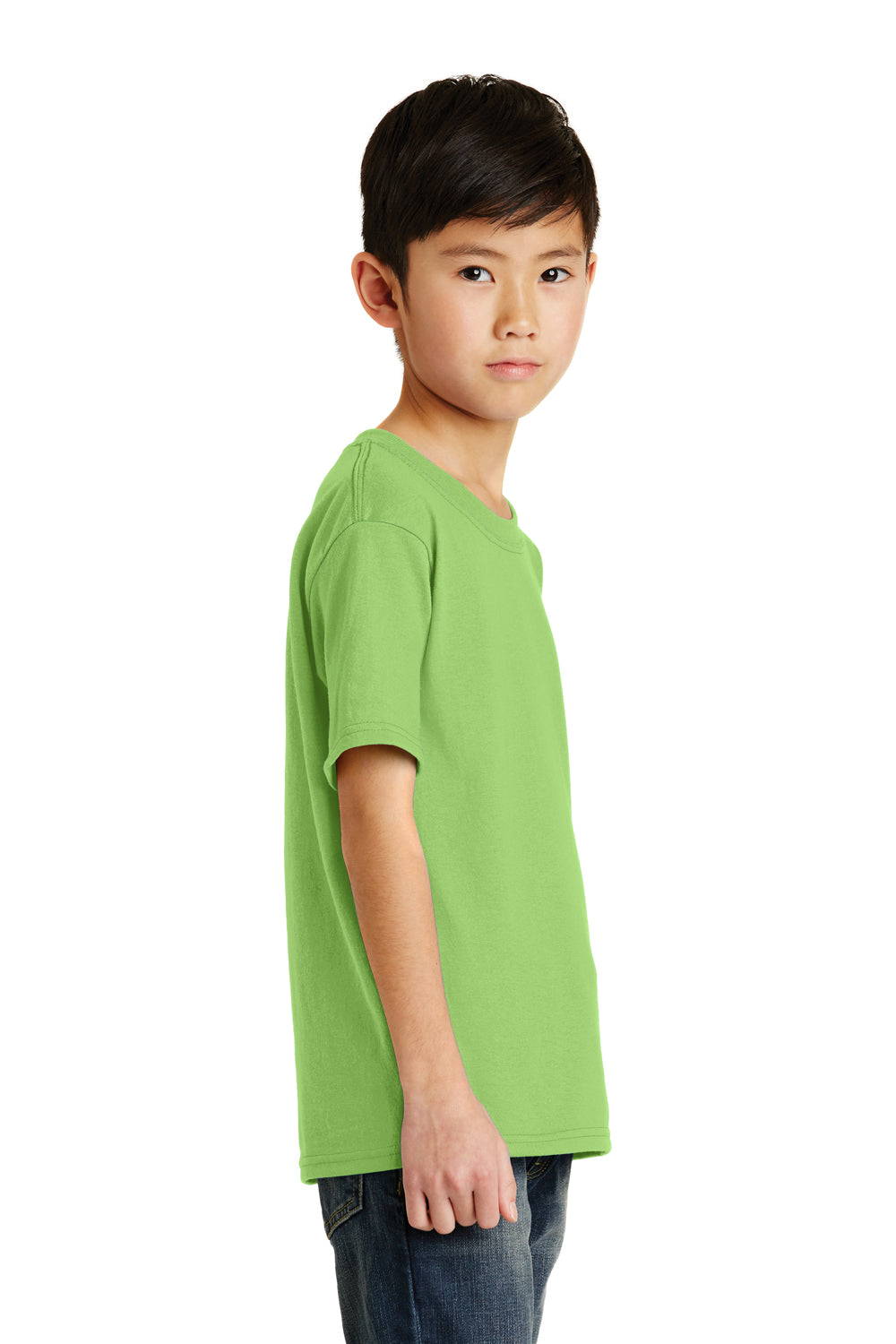 Port & Company PC55Y Youth Core Short Sleeve Crewneck T-Shirt Lime Green Side