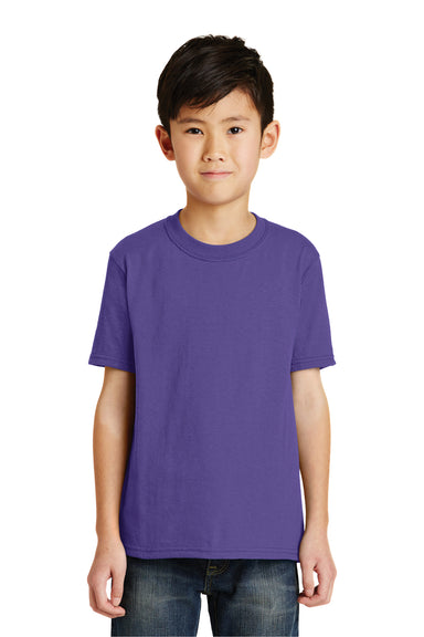 Port & Company PC55Y Youth Core Short Sleeve Crewneck T-Shirt Purple Front