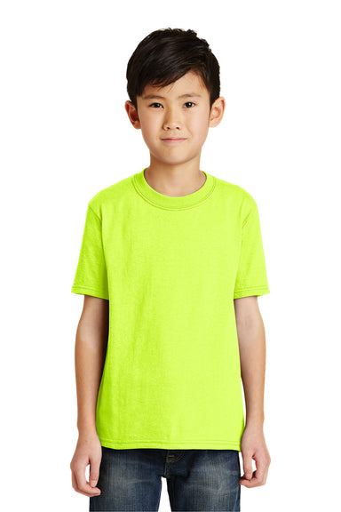 Port & Company PC55Y Youth Core Short Sleeve Crewneck T-Shirt Safety Green Front