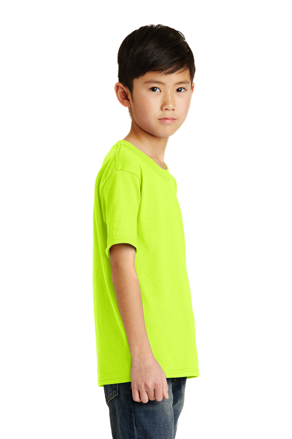 Port & Company PC55Y Youth Core Short Sleeve Crewneck T-Shirt Safety Green Side