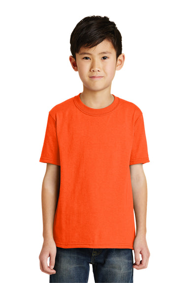 Port & Company PC55Y Youth Core Short Sleeve Crewneck T-Shirt Safety Orange Front