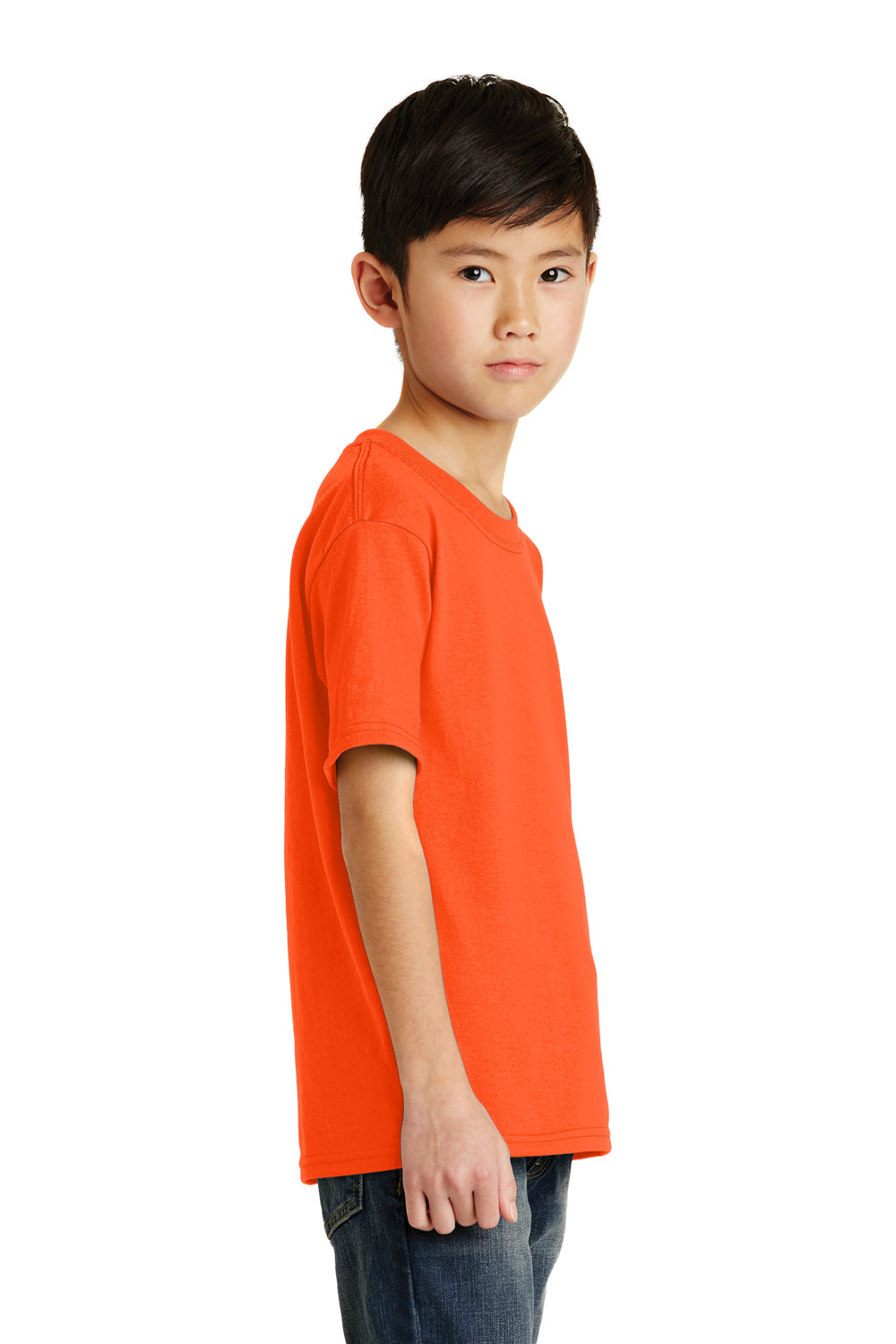 Port & Company PC55Y Youth Core Short Sleeve Crewneck T-Shirt Safety Orange Side