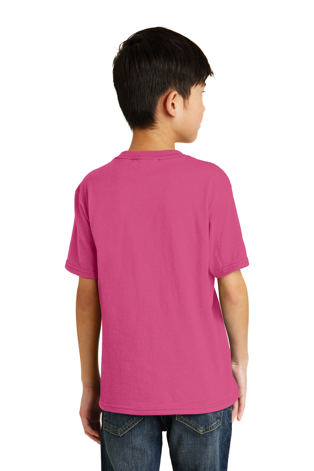 Port & Company PC55Y Youth Core Short Sleeve Crewneck T-Shirt Sangria Pink Back