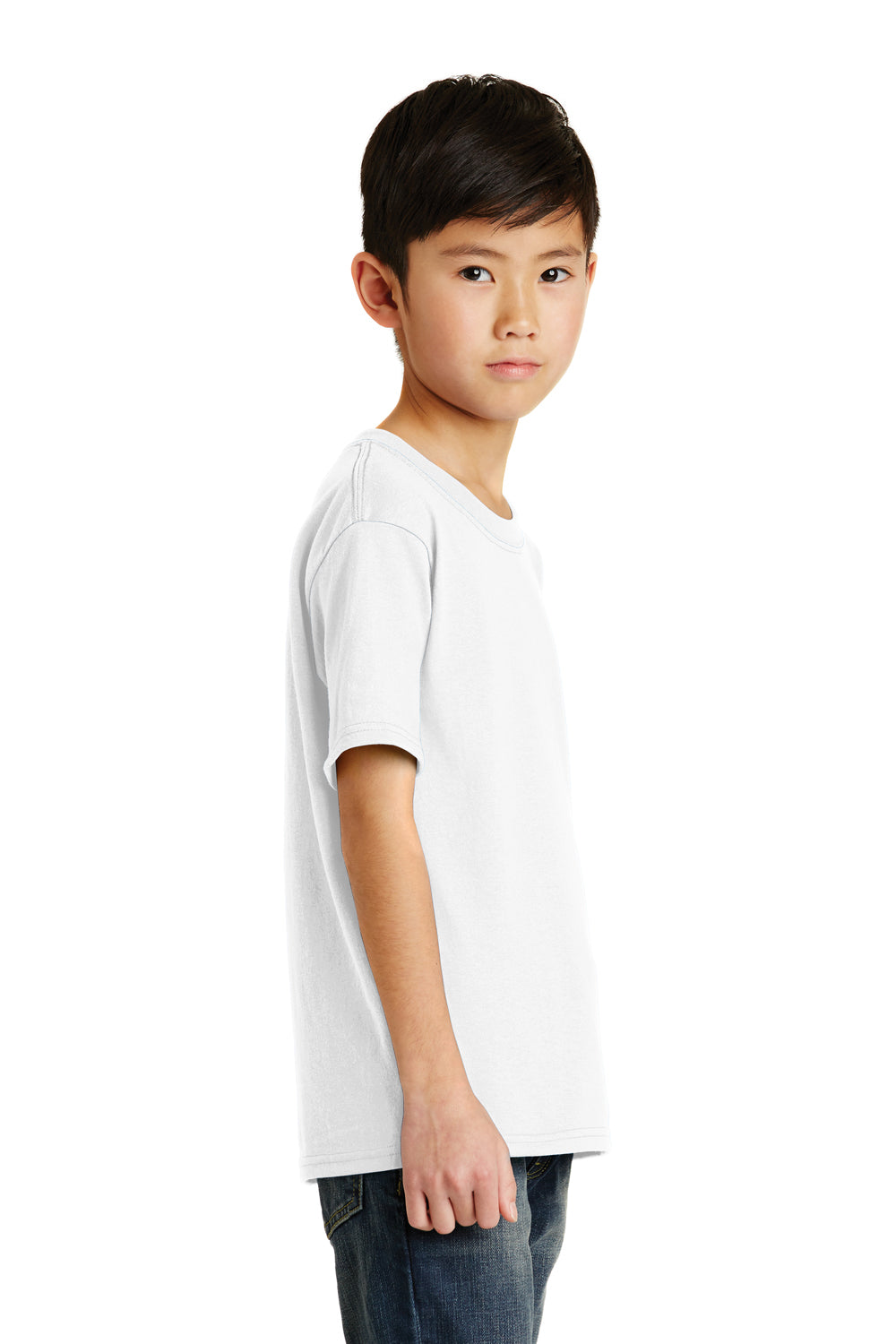 Port & Company PC55Y Youth Core Short Sleeve Crewneck T-Shirt White Side