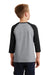 Port & Company PC55YRS Youth Core Moisture Wicking 3/4 Sleeve Crewneck T-Shirt Heather Grey/Black Back