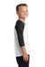 Port & Company PC55YRS Youth Core Moisture Wicking 3/4 Sleeve Crewneck T-Shirt White/Black Side