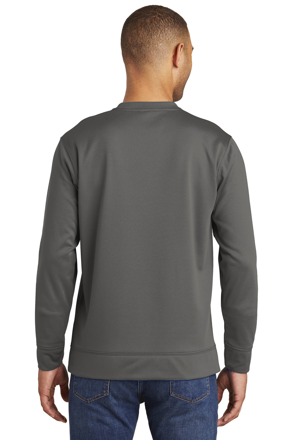 Port & Company PC590 Mens Dry Zone Performance Moisture Wicking Fleece Crewneck Sweatshirt Charcoal Grey Back