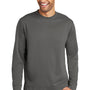 Port & Company Mens Dry Zone Performance Moisture Wicking Fleece Crewneck Sweatshirt - Charcoal Grey