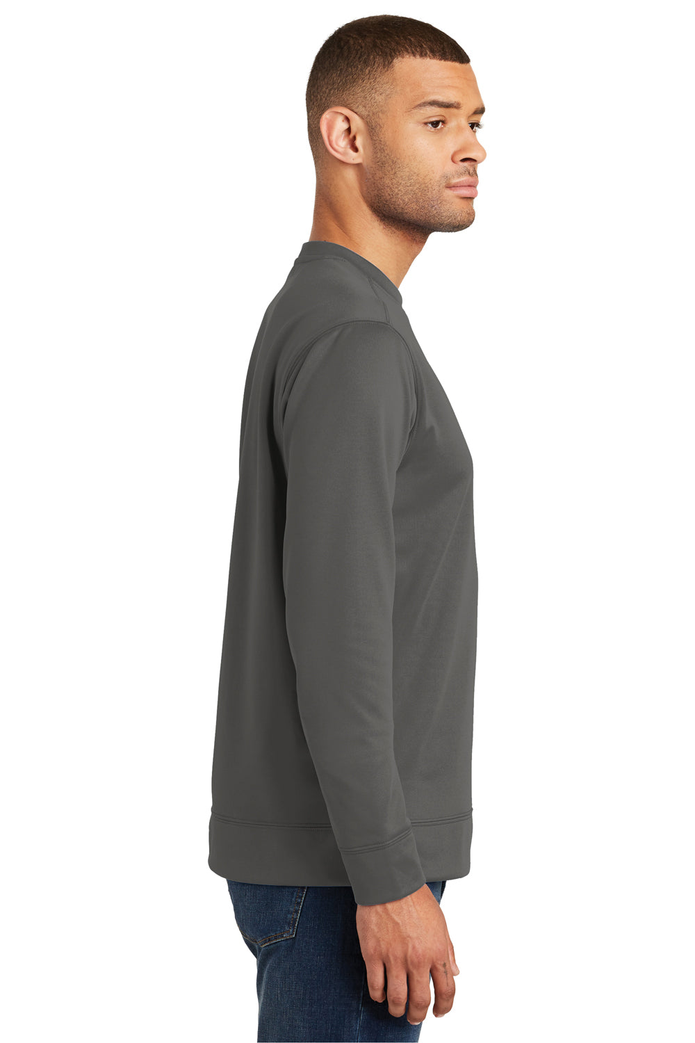 Port & Company PC590 Mens Dry Zone Performance Moisture Wicking Fleece Crewneck Sweatshirt Charcoal Grey Side