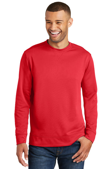 Port & Company PC590 Mens Dry Zone Performance Moisture Wicking Fleece Crewneck Sweatshirt Red Front