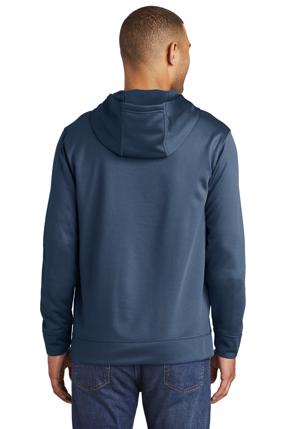 Port & Company PC590H Mens Dry Zone Performance Moisture Wicking Fleece Hooded Sweatshirt Hoodie Navy Blue Back