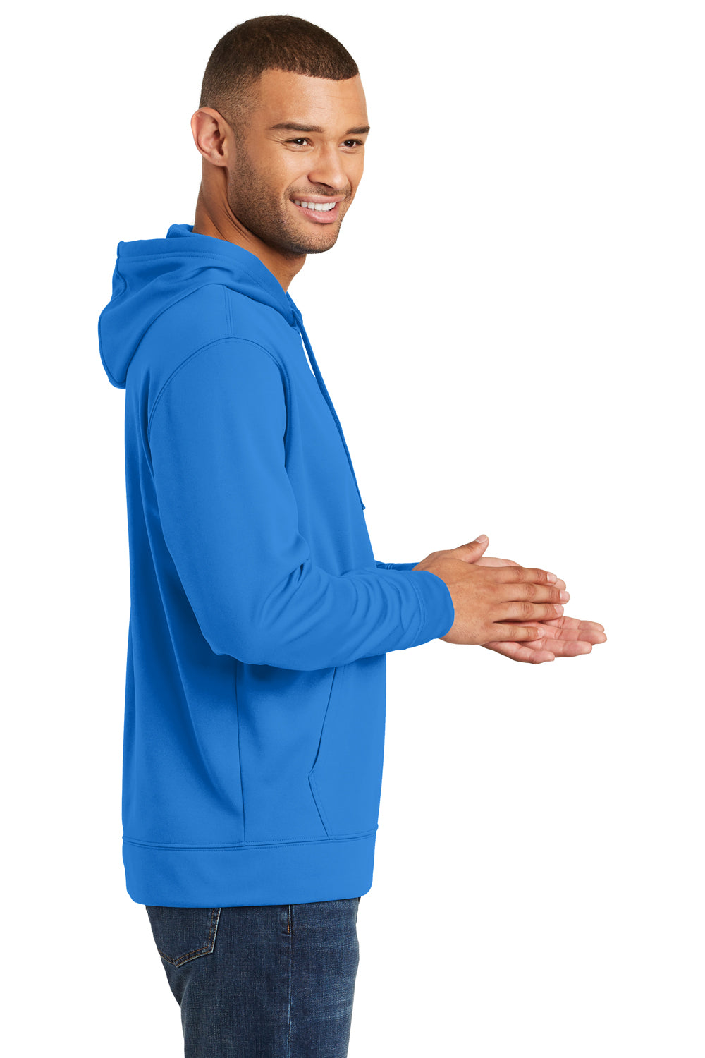 Port & Company PC590H Mens Dry Zone Performance Moisture Wicking Fleece Hooded Sweatshirt Hoodie Royal Blue Side