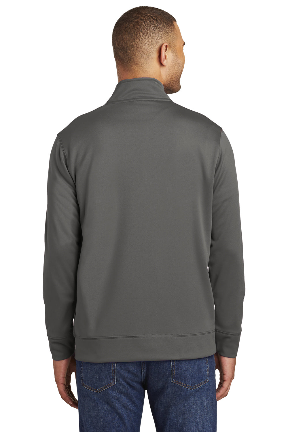 Port & Company PC590Q Mens Dry Zone Performance Moisture Wicking Fleece 1/4 Zip Sweatshirt Charcoal Grey Back