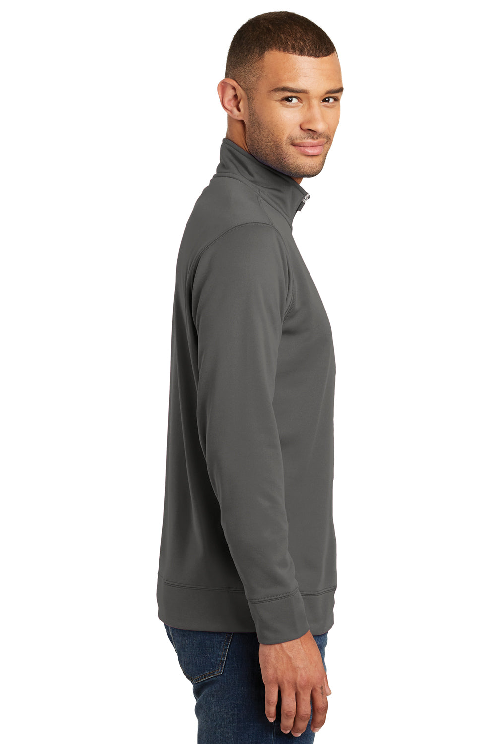 Port & Company PC590Q Mens Dry Zone Performance Moisture Wicking Fleece 1/4 Zip Sweatshirt Charcoal Grey Side