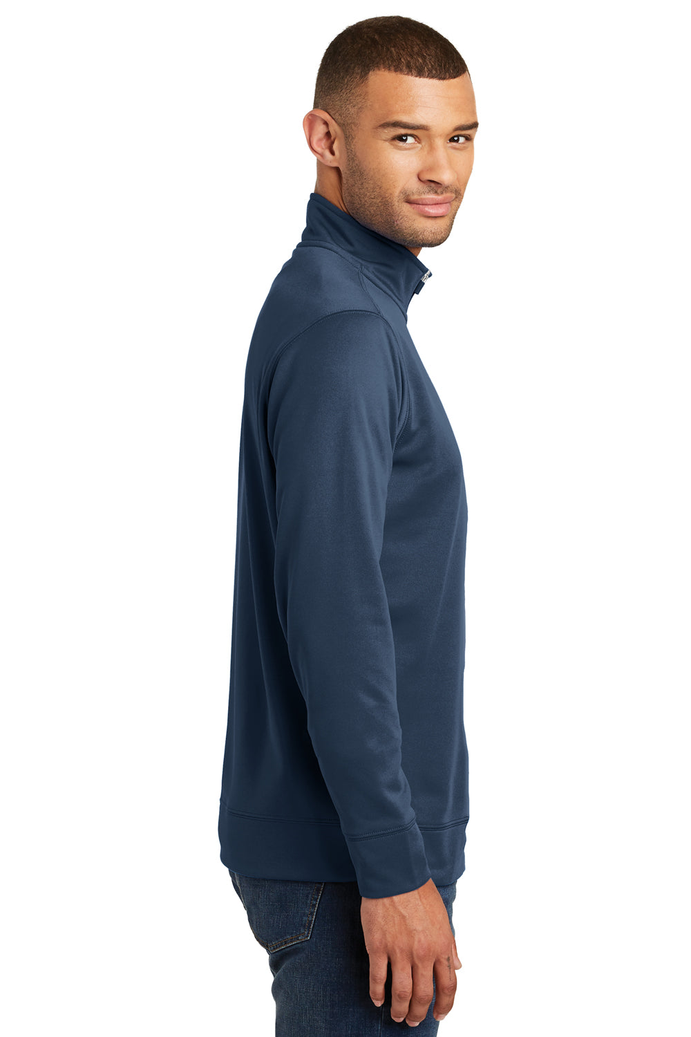 Port & Company PC590Q Mens Dry Zone Performance Moisture Wicking Fleece 1/4 Zip Sweatshirt Navy Blue Side