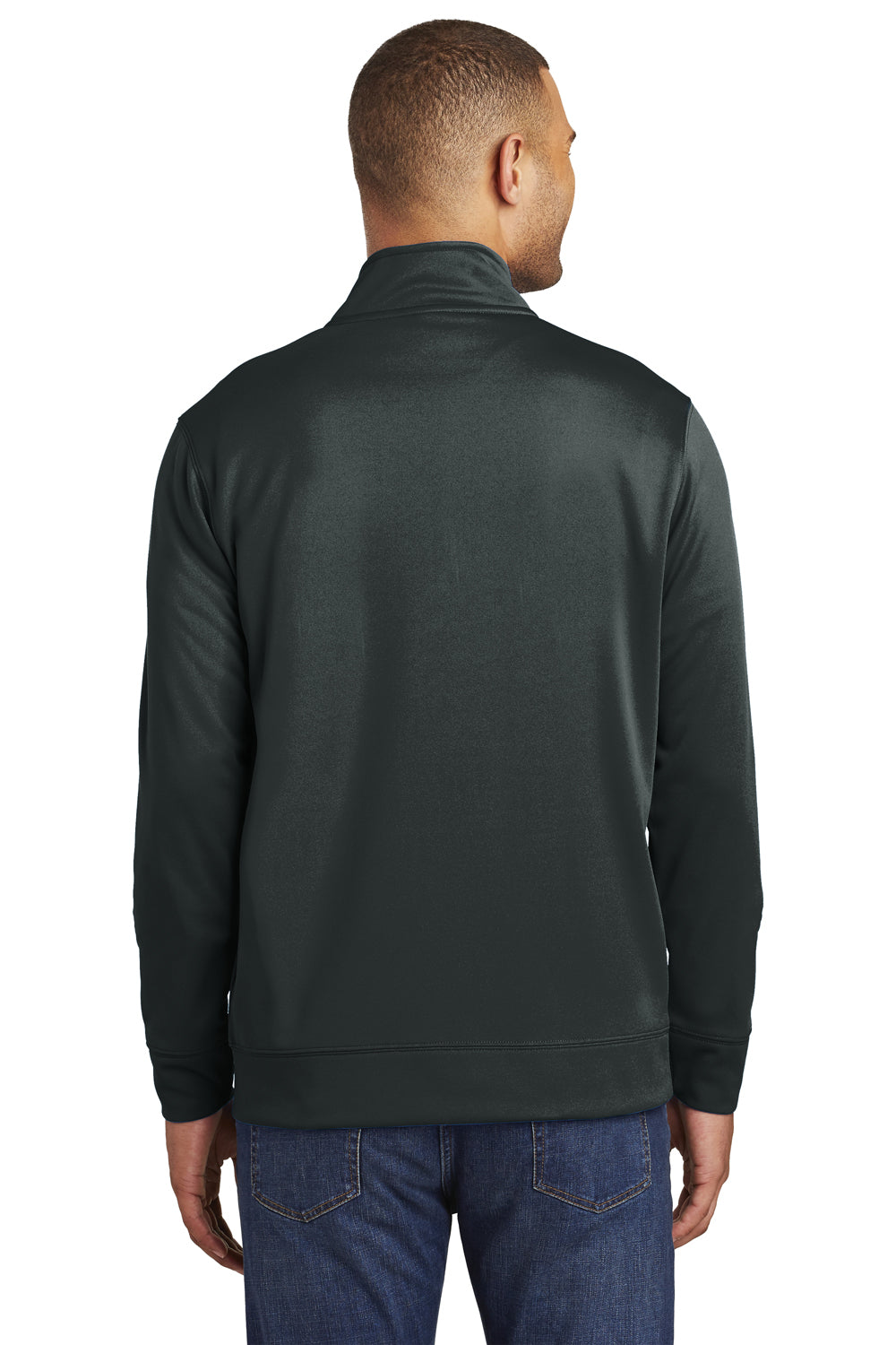 Port & Company PC590Q Mens Dry Zone Performance Moisture Wicking Fleece 1/4 Zip Sweatshirt Black Back