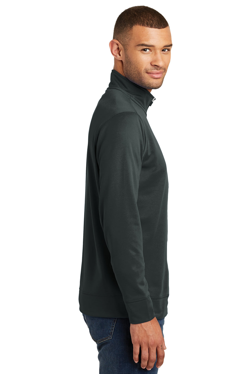 Port & Company PC590Q Mens Dry Zone Performance Moisture Wicking Fleece 1/4 Zip Sweatshirt Black Side