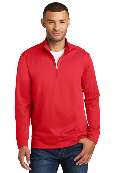 Port & Company PC590Q Mens Dry Zone Performance Moisture Wicking Fleece 1/4 Zip Sweatshirt Red Front