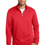 Port & Company Mens Dry Zone Performance Moisture Wicking Fleece 1/4 Zip Sweatshirt - Red