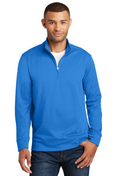 Port & Company PC590Q Mens Dry Zone Performance Moisture Wicking Fleece 1/4 Zip Sweatshirt Royal Blue Front