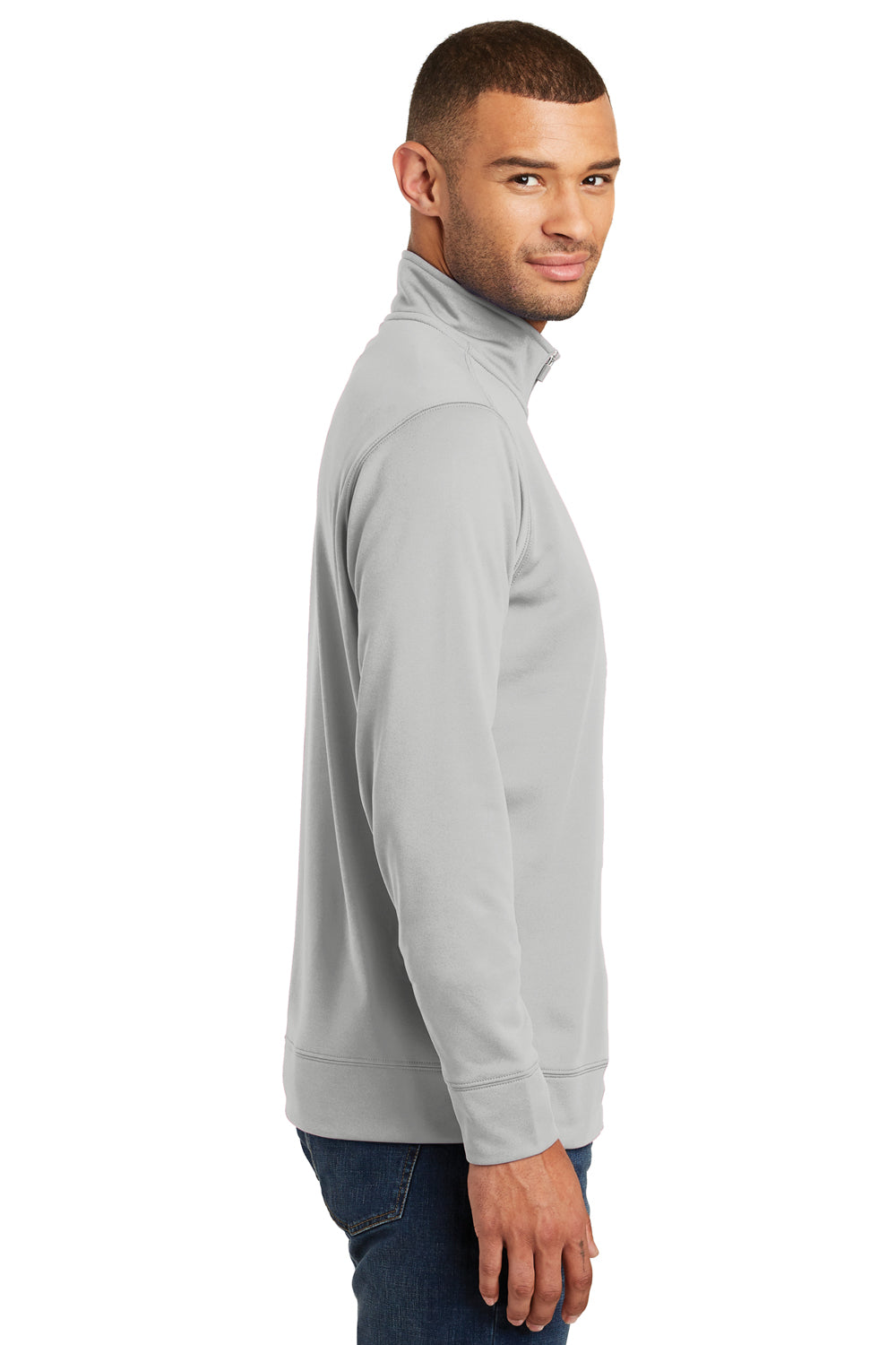 Port & Company PC590Q Mens Dry Zone Performance Moisture Wicking Fleece 1/4 Zip Sweatshirt Silver Grey Side