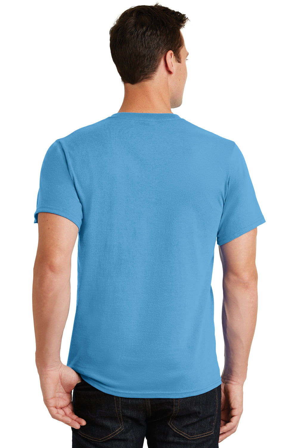 Port & Company PC61 Mens Essential Short Sleeve Crewneck T-Shirt Aqua Blue Back