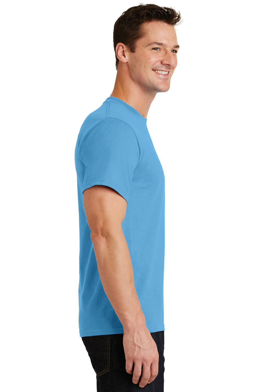 Port & Company PC61 Mens Essential Short Sleeve Crewneck T-Shirt Aqua Blue Side