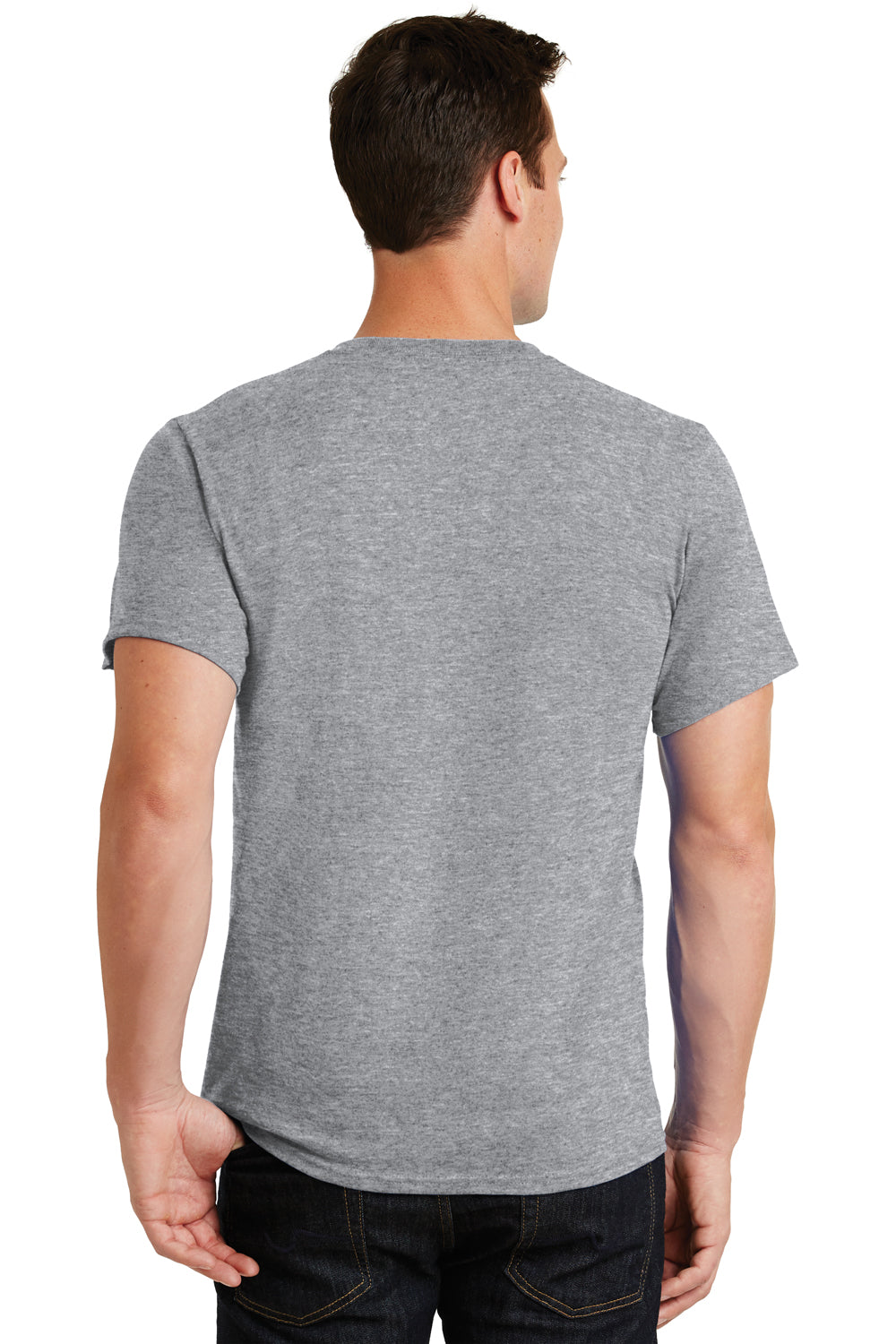 Port & Company PC61 Mens Essential Short Sleeve Crewneck T-Shirt Heather Grey Back