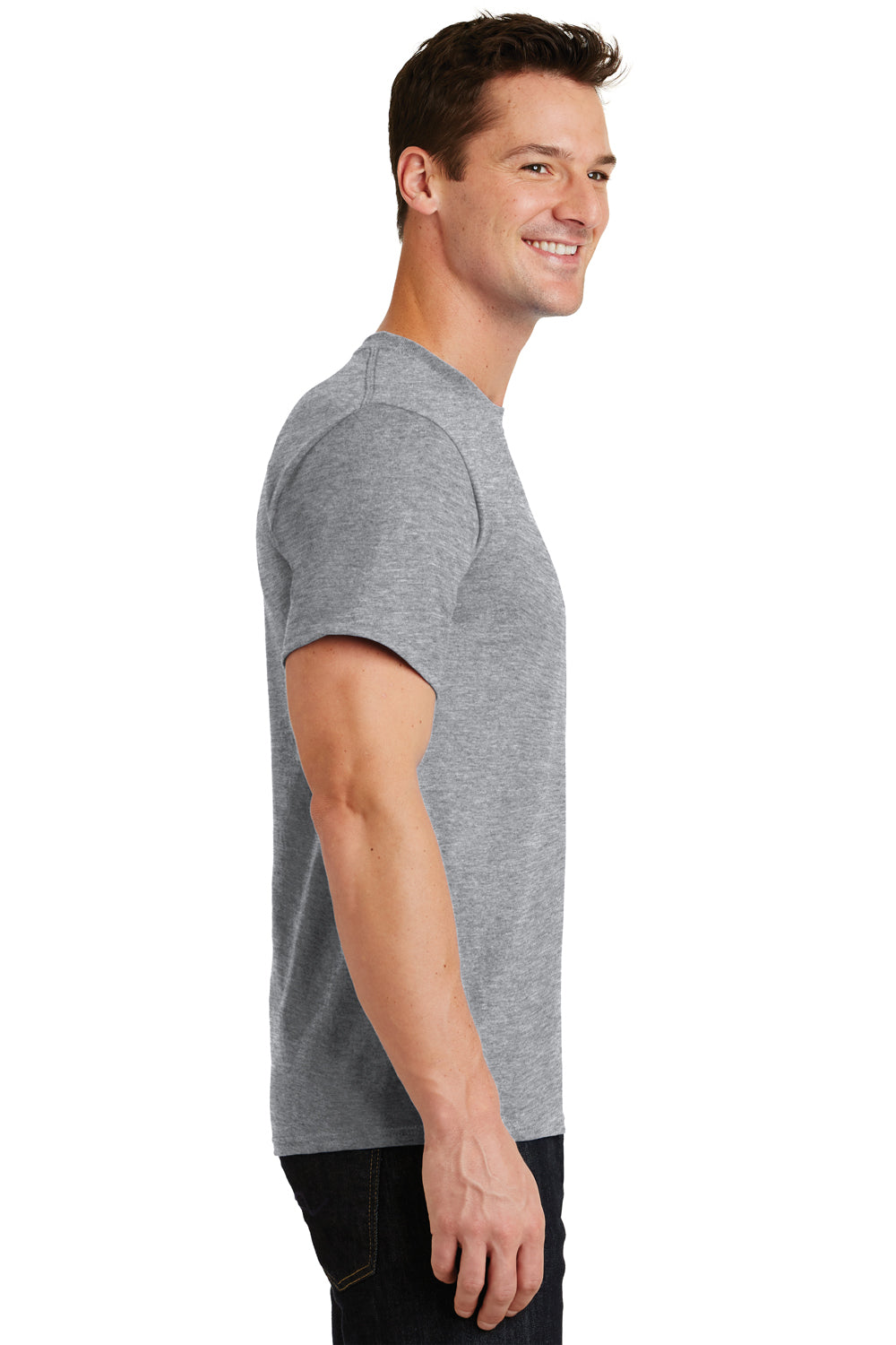 Port & Company PC61 Mens Essential Short Sleeve Crewneck T-Shirt Heather Grey Side