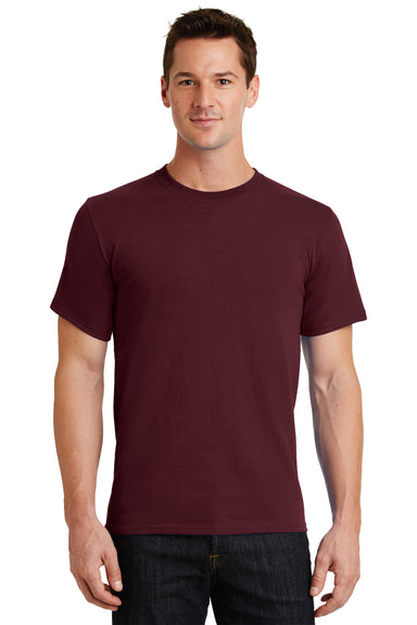Port & Company PC61 Mens Essential Short Sleeve Crewneck T-Shirt Maroon Front