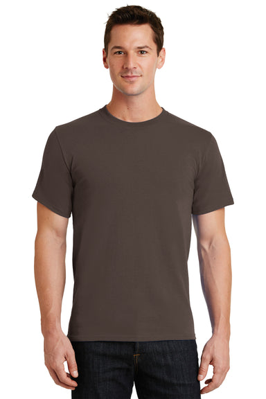 Port & Company PC61 Mens Essential Short Sleeve Crewneck T-Shirt Brown Front