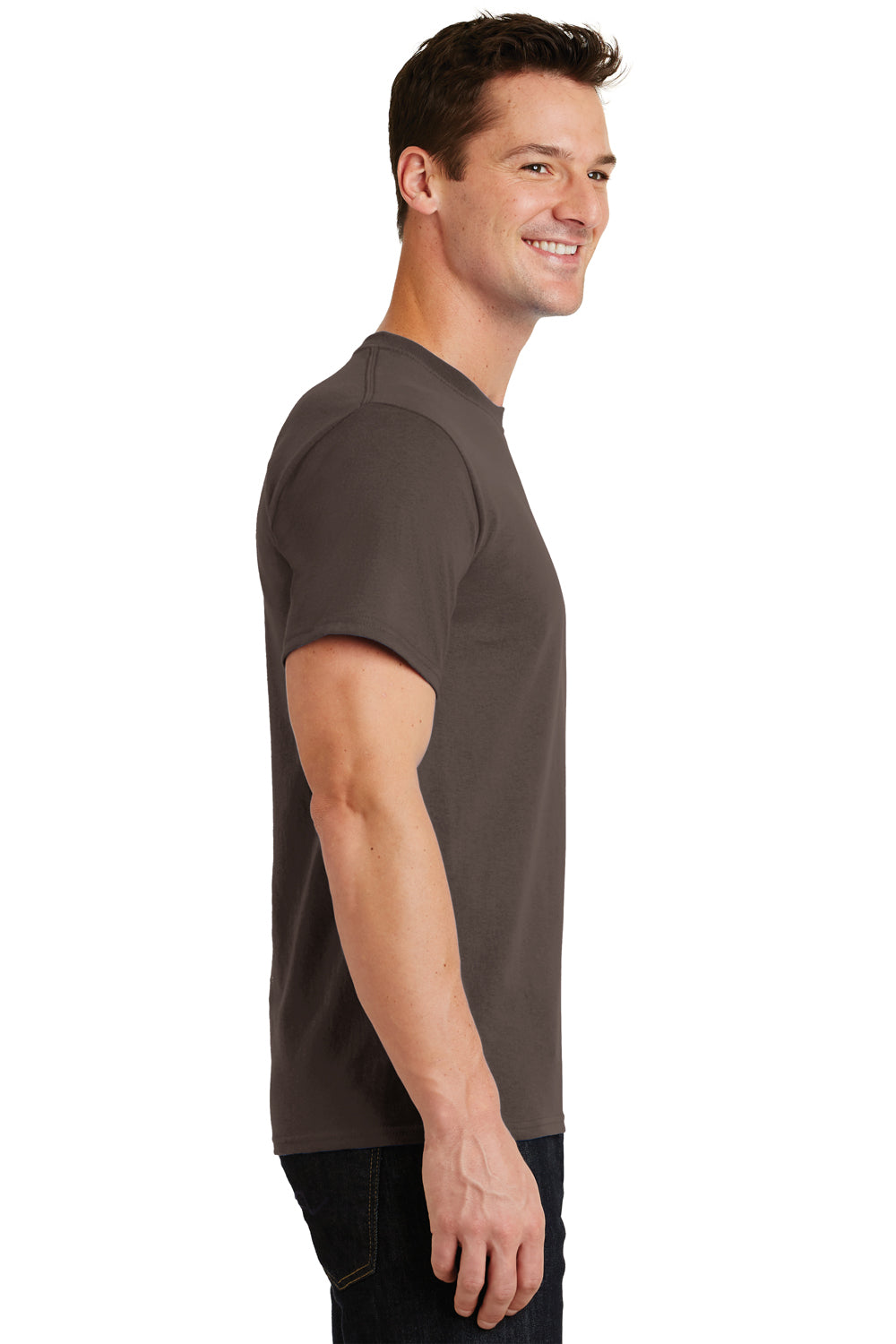 Port & Company PC61 Mens Essential Short Sleeve Crewneck T-Shirt Brown Side
