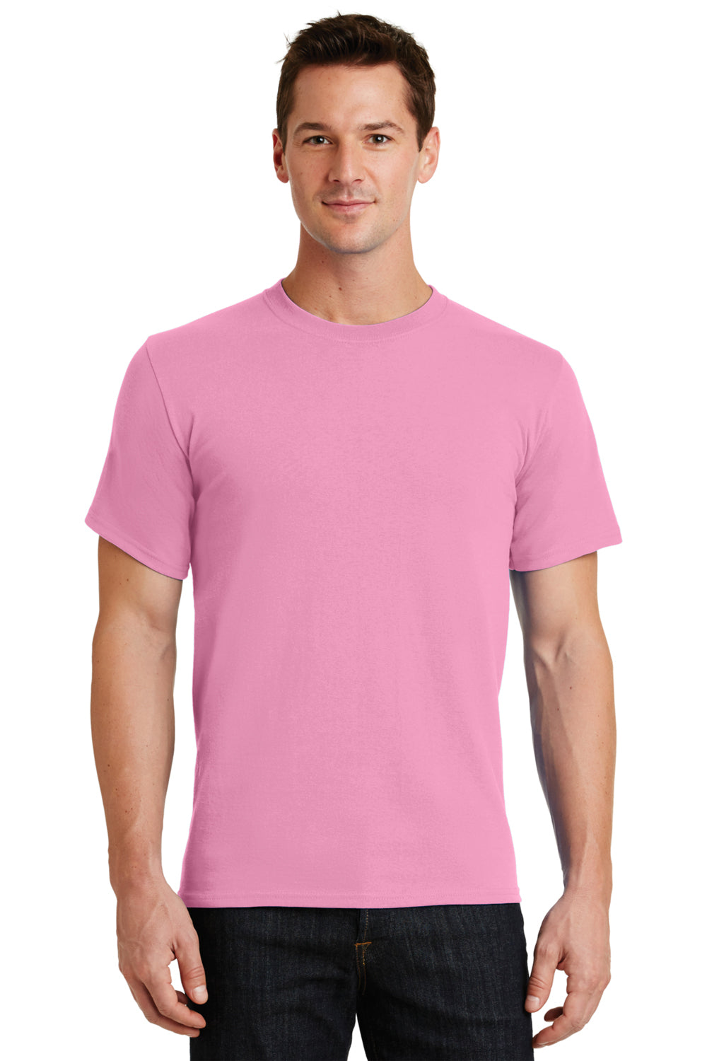 Port & Company PC61 Mens Essential Short Sleeve Crewneck T-Shirt Candy Pink Front