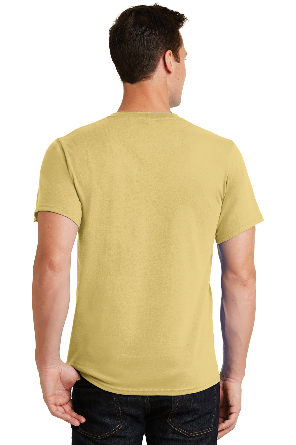 Port & Company PC61 Mens Essential Short Sleeve Crewneck T-Shirt Daffodil Yellow Back