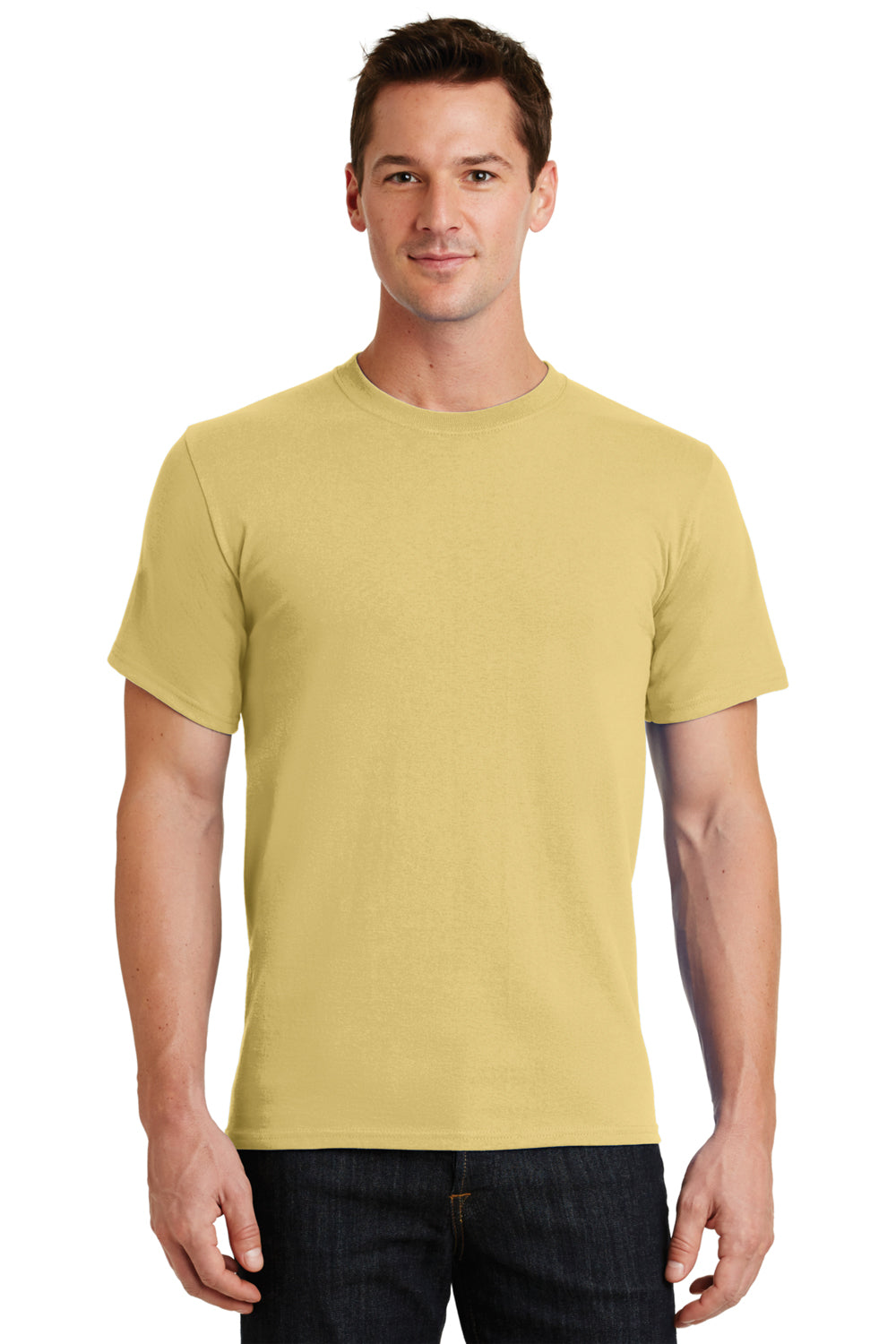 Port & Company PC61 Mens Essential Short Sleeve Crewneck T-Shirt Daffodil Yellow Front