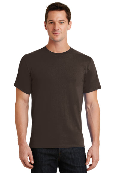 Port & Company PC61 Mens Essential Short Sleeve Crewneck T-Shirt Chocolate Brown Front
