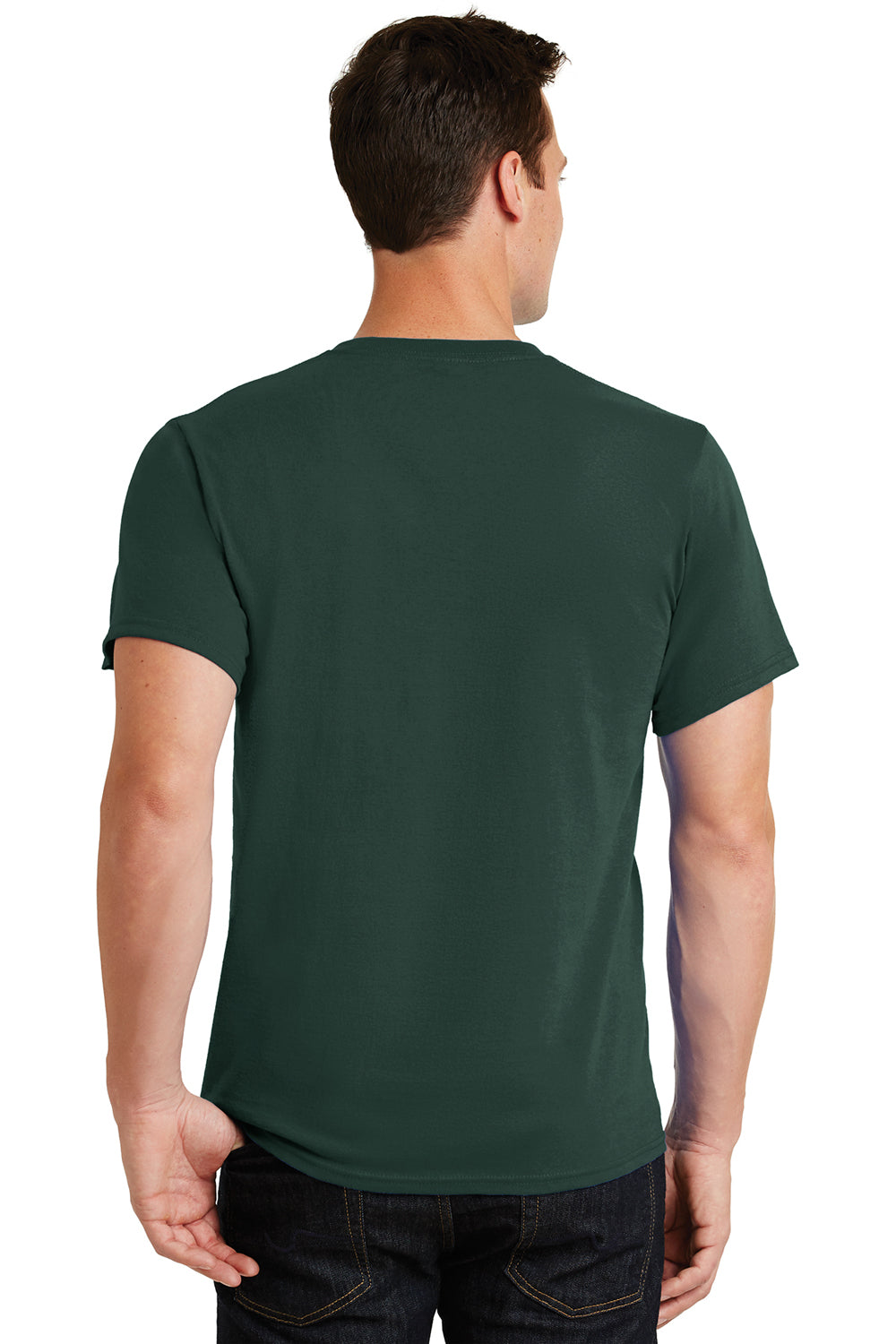 Port & Company PC61 Mens Essential Short Sleeve Crewneck T-Shirt Dark Green Back