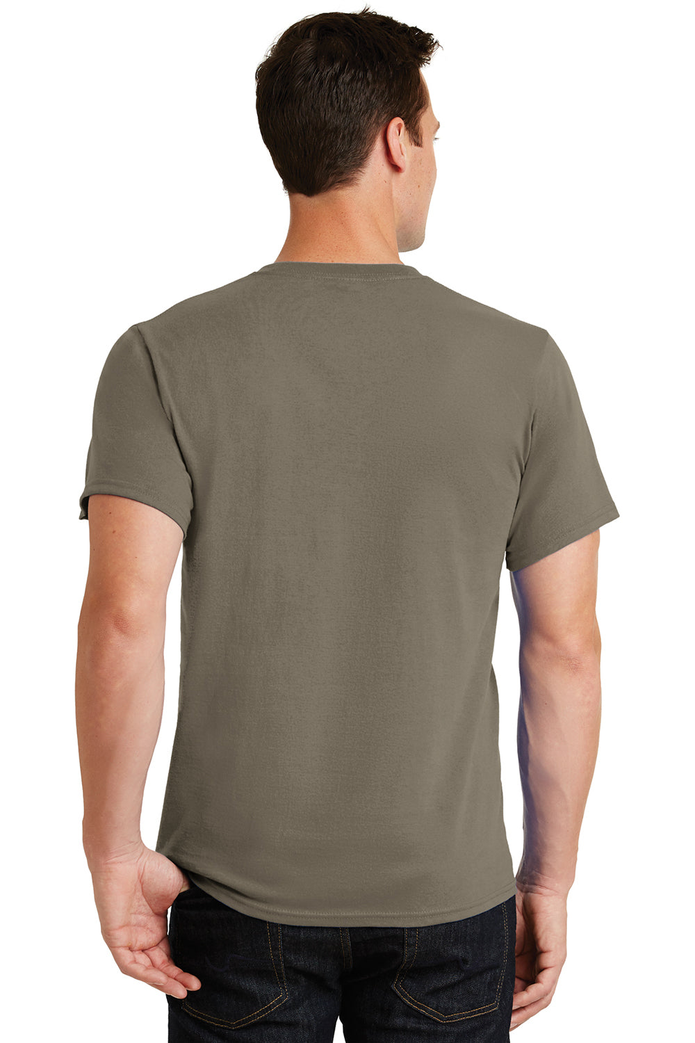 Port & Company PC61 Mens Essential Short Sleeve Crewneck T-Shirt Dusty Brown Back
