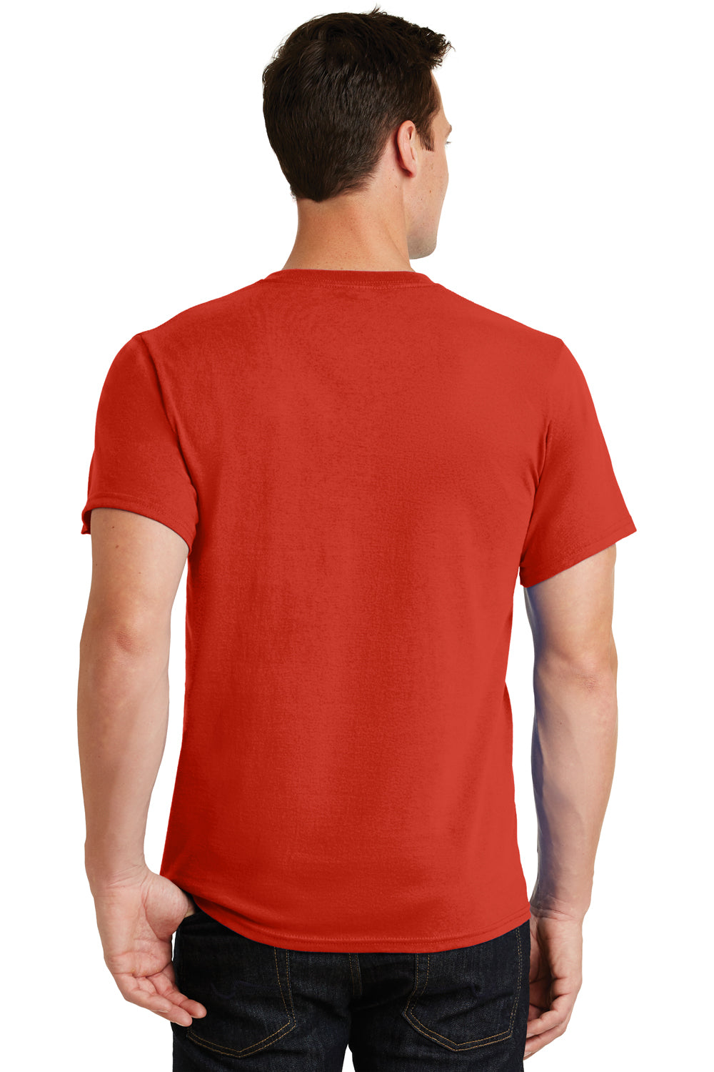 Port & Company PC61 Mens Essential Short Sleeve Crewneck T-Shirt Fiery Red Back